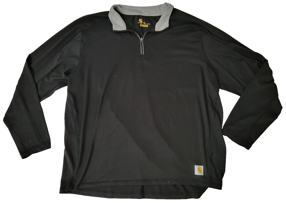 Carhartt Force Mens XL Black Relaxed Fit 1/4 Zip Long Sleeve Work Shirt